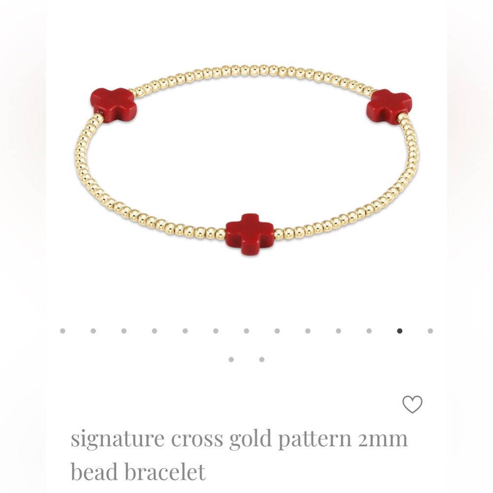 Enewton signature cross gold pattern beaded bracelet with red crosses
